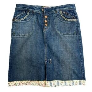 Y2K Vintage Denim Cottagecore Milkmaid Fairy Skirt